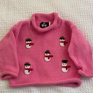 Chatham T & Co. Pink Sweater with Snowman Motif